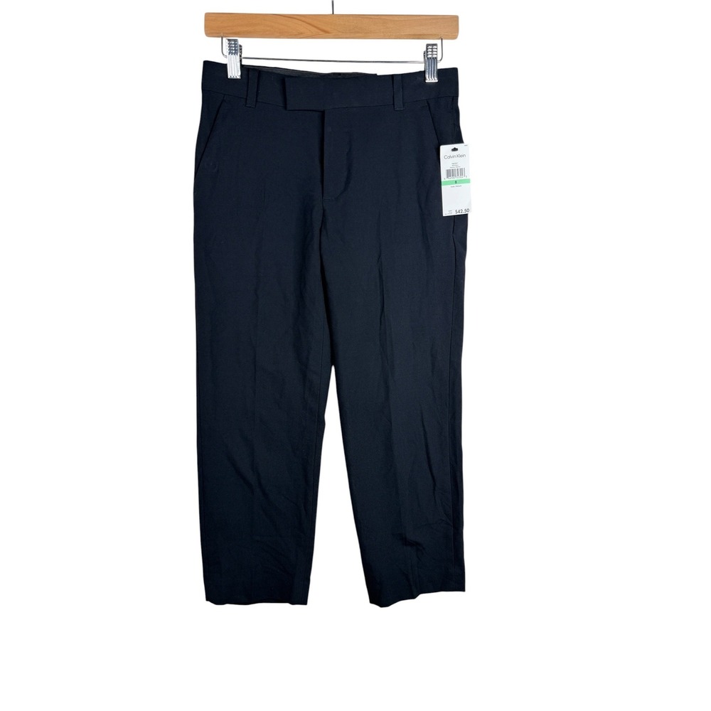 New Calvin Klein Slim Fit Flat Front Husky Dress‎ Pants size 8 Black